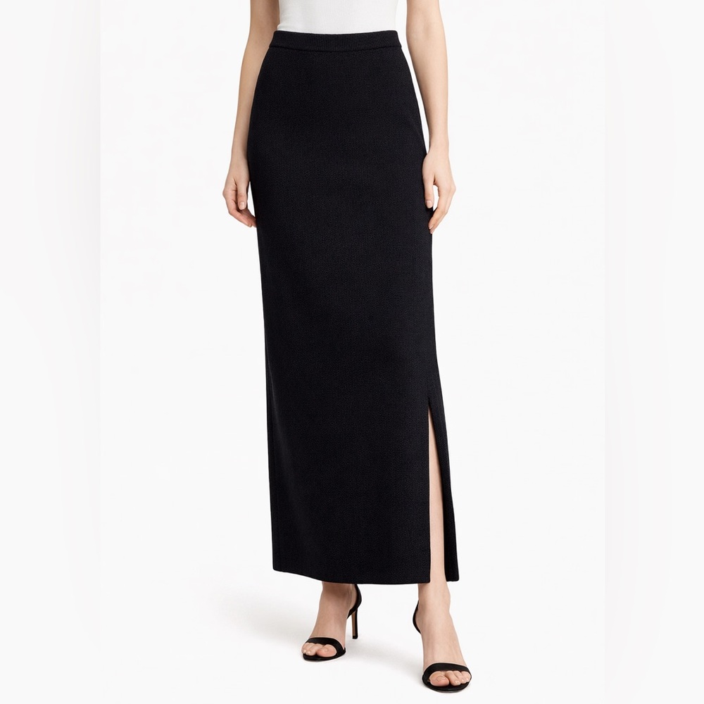 St John Santana Knit Black Maxi Skirt Size 4 Pull On Career Minimalist Luxury